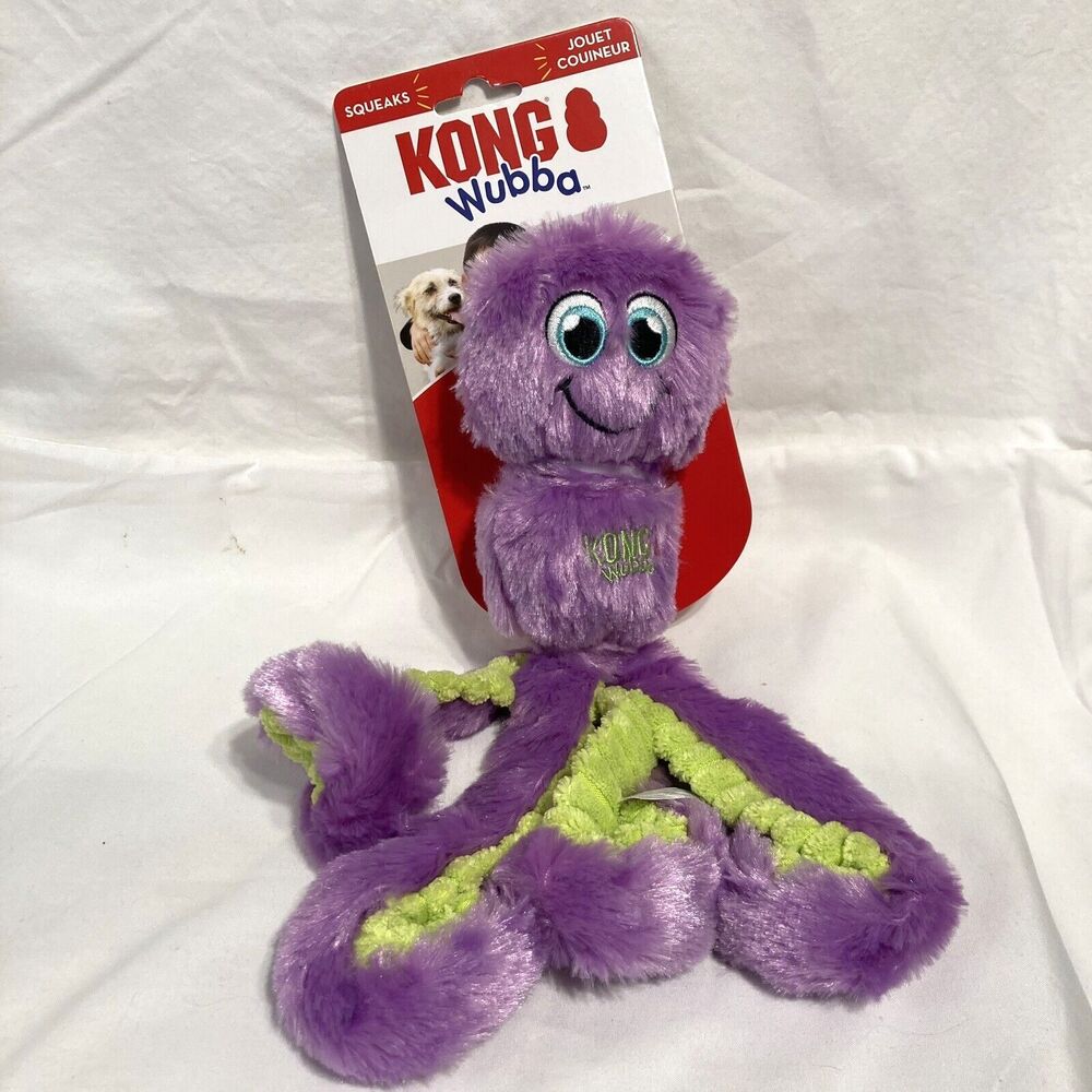 KONG Wubba Plush Squeaky Octopus Dog Toy Interactive Tug & Fetch Size Small Cute